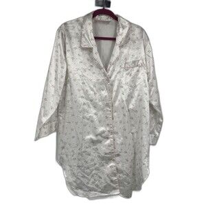 Vintage Secrets Satin Sleep Shirt Nightgown Nightie Floral Sz S Coquette